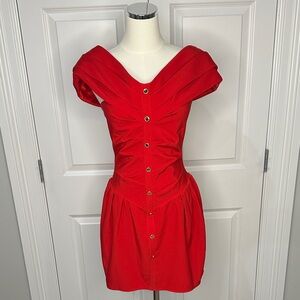 Miss Circle Red Of the Shoulder Drop Waist Valentine’s Day Mini Dress Size S